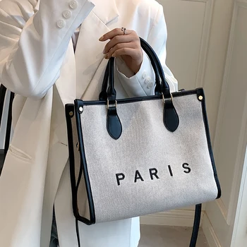 Дамски холщовые чанти-тоут, модни дамски чанти-незабавни посланици на рамото, дизайнерска дамска чанта през рамо с голям капацитет, чанта за пазаруване