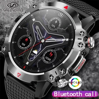 2023NEW улични смарт часовници мъжки Bluetooth предизвикателство AMOLED дисплей спортни часовници фитнес тракер, водоустойчив умни часовници за мъже