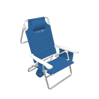 Луксозен сгъваем алуминиев плажен стол - син