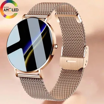 Нови ултра-тънки умен часовник Lady 1,36 инча AMOLED 360 * 360 пиксела с резолюция HD, на дисплея винаги показва напомняния време за разговор, умен часовник Lady + box
