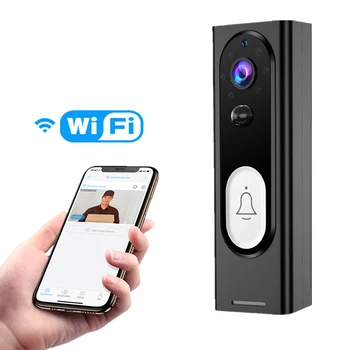 WiFi камера за видеодомофон Умен дом Безжичен звънец 1080P Акумулаторен домофон Външен монитор Камера Мини домофонна система, апартамент