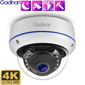 Gadinan 8MP 4K Sony IMX415 IP камера външна H. 265 + Onvlf ВИДЕОНАБЛЮДЕНИЕ Метална бяла куполна камера за нощно виждане IR POE AI Камера за сигурност на човек