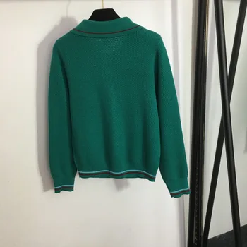 2023 Есенно-зимния нов пуловер, поло с дълъг ръкав, копчета