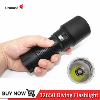 Подводен 100 м водоустойчив фенер за гмуркане XM-L2 с led подсветка бял цвят, задвижвани от батерия 32650