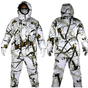 Зимните бионические камуфляжные ловни костюми, снежна камуфляжный маскировочный костюм, дебели комплект дрехи за лов