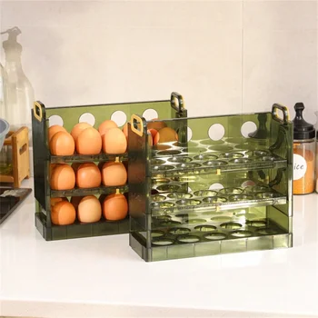 Нова Кутия За Съхранение на яйца за Хладилник Може да Бъде Обратим, Три Слоя от по 30 Яйца, Пластмасова Тава за Яйцата на Домашната Кухня, и Многопластова Поставка за яйца