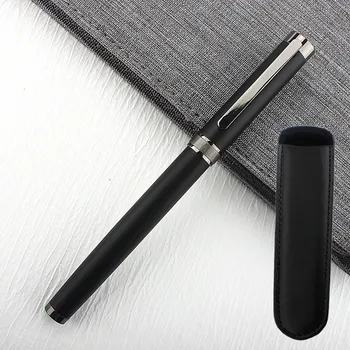 Черна метална писалка 869 Forest, тънка писалка за плавно писане, за многократна употреба касети с мастило, в комплекта са включени конвертор за презареждане с мастило