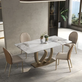Италиански светъл луксозна маса от ярка от шисти, луксозен ресторант, плосък пода, творчески правоъгълна маса, мебели за дома Mesa