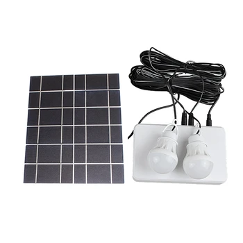 Слънчев панел, 2 лампи, определени за къмпинг, слънчево зарядно, Енергоспестяващ слънчева светлина, външен, вътрешен, акумулаторна батерия led лампа