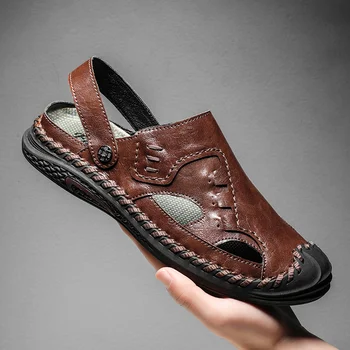 Сандали мъжки дрехи лято 2023 нов плюс размера на Baotou тенденция красива плажна обувки с дупки улица сандали и чехли