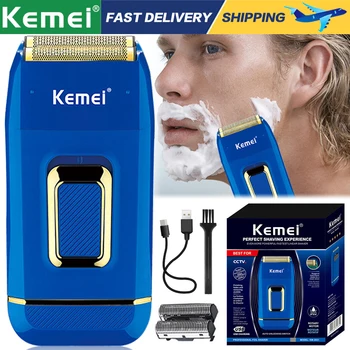Електрическа самобръсначка Kemei, професионална машинка за оформяне на брада, USB акумулаторна самобръсначка за мъже, електрическа бритвенная машина IPX4, водоустойчив KM-2031