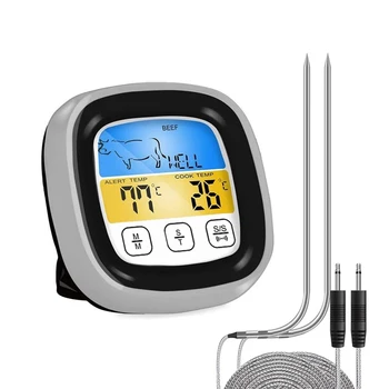2 Сонда, Дигитален Кухненски Термометър За Месо От Неръждаема Стомана Водоустойчив Сензор за Температурата на Месото За Готвене Във Фурната за Измерване на температурата на Барбекю