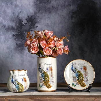 3 бр./компл. мини-керамичните ваза със сушени цветя, цветя договореност, качающаяся чиния, украса за влизане в хола, украса за дома