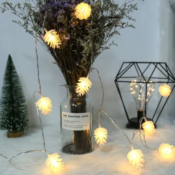 Направи си САМ Коледна Decro Led лампа под формата на шишарката, струнен батерия, малък Венец, фенери За Коледното Домашна Сватбени партита, Декорация