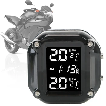 Безжичен LCD дисплей за температурата на гумите с 2 външни сензори аларма система за наблюдение на налягането в гумите на мотоциклета ГУМИТЕ