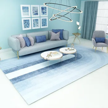 Съвременната простота, сини килими за дома, хол, противоскользящий голям килим, килимче за пода, масичка за кафе, одеало, скандинавски Альфомбрас