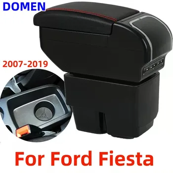 За Ford Fiesta подлакътник скоростна Съдържанието на централната магазин с подвижни отвор за чаши Голямо пространство двупластова USB зареждане 2009-2017