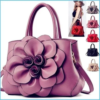 Модни реколта дамска кожена чанта с изрезки от 3D цветове на рози, ежедневна чанта през рамо, чанта за партита, портфейл