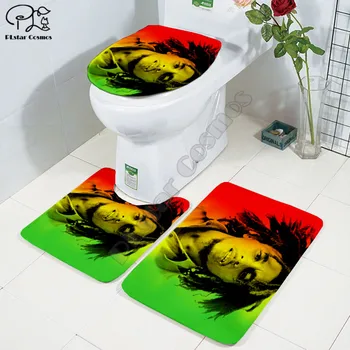 Cartoony забавен реге музиката Боб Марли с 3D принтом, подложка за баня, капака на тоалетната чиния, комплект постелки за баня, директна доставка, стил доставка-3
