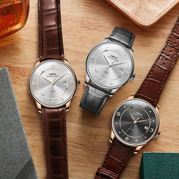 Мъжки часовник LOBINNI, нови автоматични механични часовници с функция за единство, мода водоустойчив часовник е от неръждаема стомана, водоустойчиви часовници за фистинга