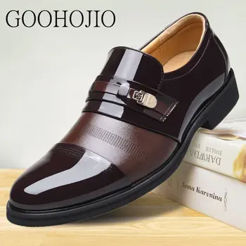 Мъжки модел обувки, нова мода официална обувки в мъжки стил сватбени партита, удобен класически дизайн, висококачествени мъжки ежедневни обувки 38-48 без шнур