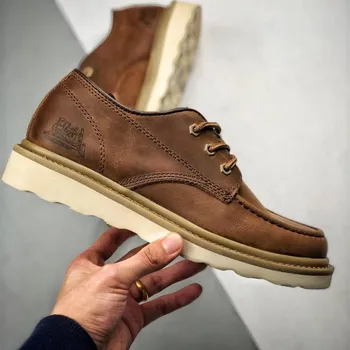Нова мъжки обувки, лека работна обувки от волска кожа, оригинални дишаща универсална ежедневни обувки на плоска подметка