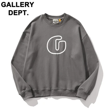 GALLERY КАТ Tide марка прост big G буквално принт high street свободен пуловер с кръгло деколте мъжки пуловер с риза