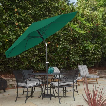 10-крак чадър за вътрешен двор с автоматичен наклон, чадъри със зелен оттенък Хънтър, плажен чадър, чадър на улицата