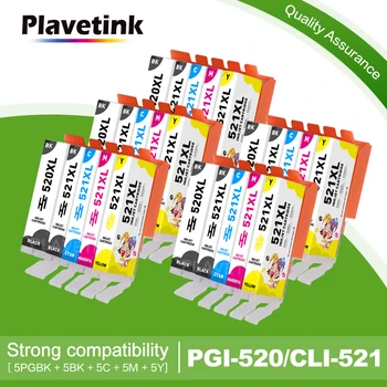 Plavetink 520XL PGI520 Черно Цветно Мастило Касета CLI521 за Canon Pixma IP3600 IP4600 IP4700 MX860 MX870 MP550 MP560 MP620 MP630