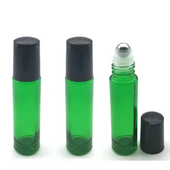 24 бр., 10 мл, зелена роликовая бутилка, празно етерично масло, 10 cc, топката флакон за парфюм от дебело стъкло