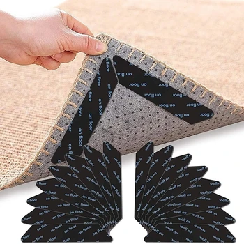 8шт килим противоскользящий антискручивающийся кръпка за многократна употреба моющийся килим кръпка фиксирана стикер килим за подложка на Лентата за улавяне на ъгли мат