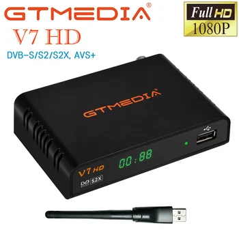 GTMEDIA Нов сателитен телевизионен приемник V7 HD DVB-S/S2/S2X AVS + BISS с автоматично включването на Пълно PowerVu с подключаемым USB Wifi ключ Youtube, Youporn