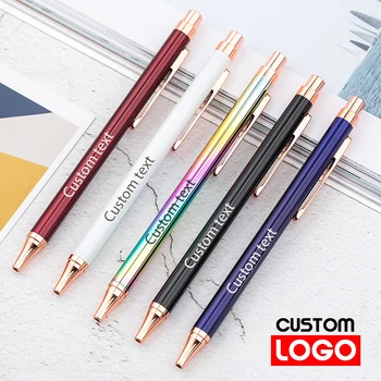 Метална химикалка писалка с логото на поръчка, подарък за бизнес мъже и жени, офис гел химикалка за писане, име с надпис, канцеларски материали за студенти на едро