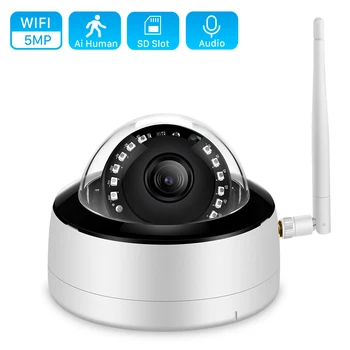 Аудио 5MP Куполна Wifi Камера Метална H. 265 3MP IR за Нощно Виждане IP Камера HD 1080P Ai Откриване на Човек P2P Умен Дом за Видеонаблюдение