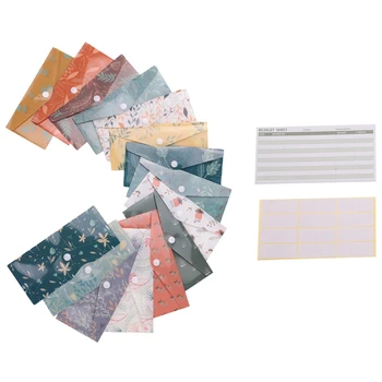 2X Водоустойчив плик за бюджета, за многократна употреба пластмасови пликове за пари, пликове за пари за съставянето на бюджета и икономии