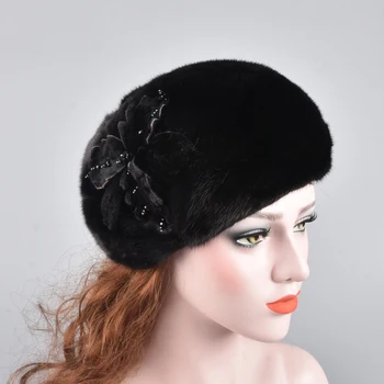 Нов стил от дамски зимни норковая капачка, шапки от естествена кожа, норковый взема за Русия, дамски ежедневни капачка