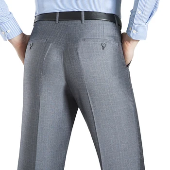 Летни бизнес тънки костюмные панталони за мъже, размер 29-56, пролет-есен, мъжки вечерни обикновена копринени дълги панталони, широки офис панталони
