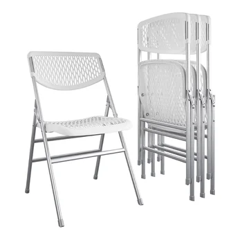 Пластмасов сгъваем стол COSCO Ultra Comfort Commercial XL, номинално тегло 300 килограма, с тройно стена, бял, 4 комплекта мебели за тераса