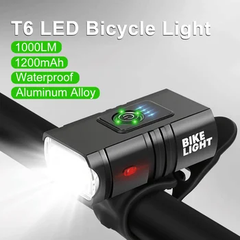 1000ЛМ фенерче T6, велосипеди предни фенерче, мощен led USB-акумулаторен фенер от алуминиева сплав, кормило екипировка
