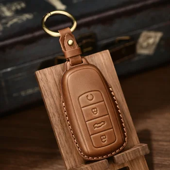 Кожен Калъф За ключове на Автомобила Ключодържател За Chery Tiggo 8 Pro Tiggo 8plus New 5 plus 7 pro с 4 Бутона Бесключевого Достъп Smart Key Protector