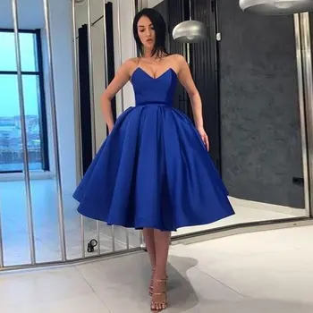 Рокли за бала в стил сладък партита 2021, кралско синьо кратко вечерна рокля Vestido de Noiva, рокля за бала по-големи размери