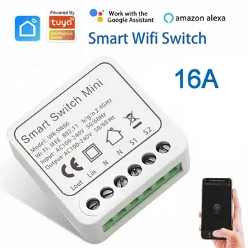 16A Sasha WIFI Smart Switch Mini Smart Life 2 Начина за Управление на Прекъсвач за Включване-изключване на Устройството, е Съвместим С Алекса Google Home