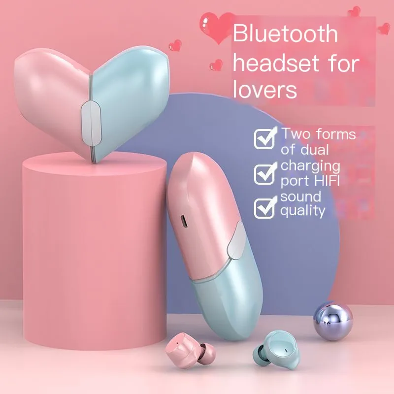 TWS Bluetooth 5,3 Безжични Слушалки Hi-Fi Стерео Слушалки С Приятен Дизайн във Формата На Сърце Слушалки Спортни, Музикални Слушалки За Момичета Подарък за Любителите на0
