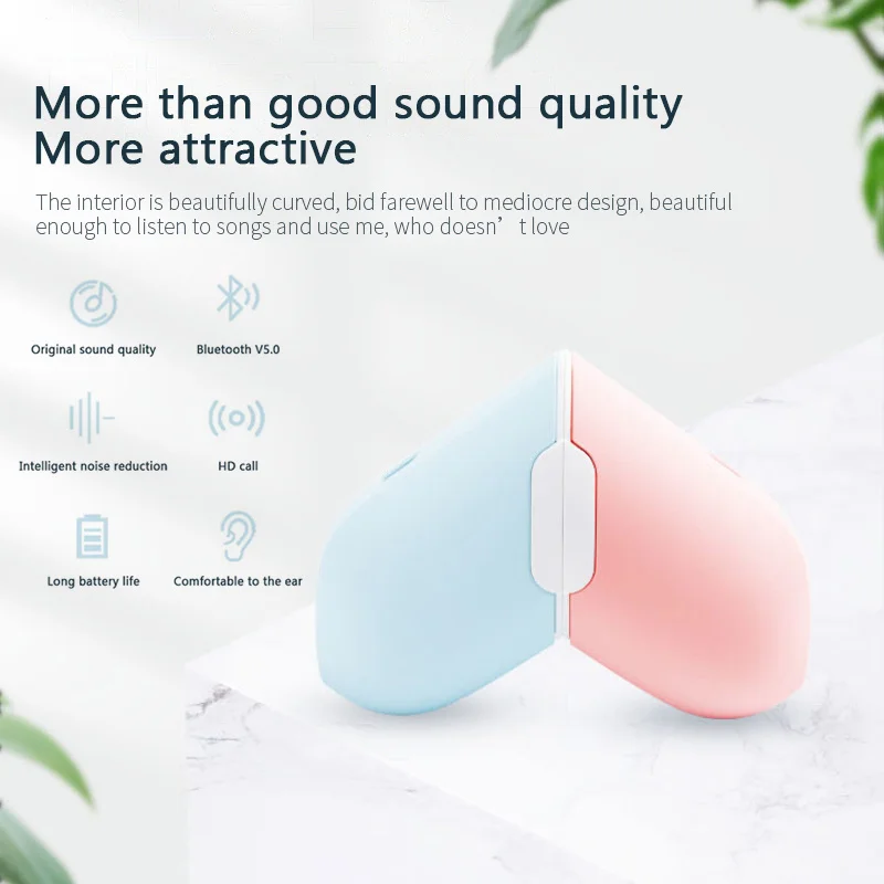 TWS Bluetooth 5,3 Безжични Слушалки Hi-Fi Стерео Слушалки С Приятен Дизайн във Формата На Сърце Слушалки Спортни, Музикални Слушалки За Момичета Подарък за Любителите на1