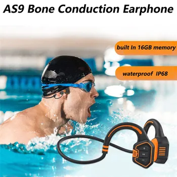 Безжични слушалки Ipx8 с костна проводимост за плуване Памет от 16 gb, Водоустойчив MP3 плеър Bluetooth слушалки спортни слушалки