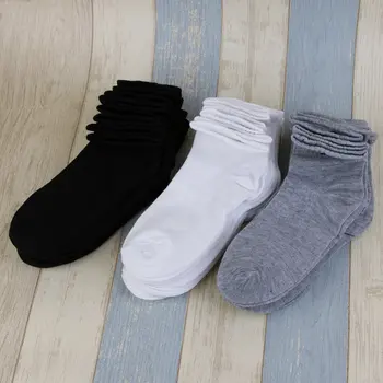 Продажба на едро, 10 чифта едноцветни женските чорапи със средна дължина, пролет-лято дишащи мъжки чорапи със средна дължина, спортни чорапи с къс ръкав