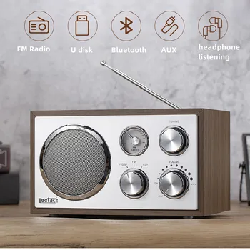 Caixa de Som дървена bluetooth високоговорител стерео субуфер Hi-Fi ретро радио на домашния си компютър високоговорителя мултифункционален полнодиапазонный boombox