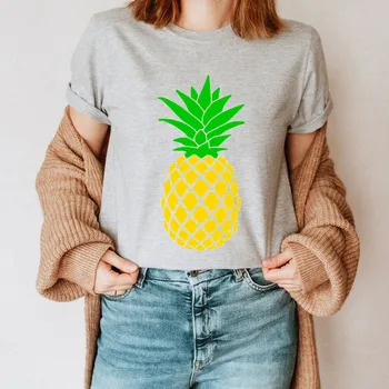YRYT, нова лятна дамска тениска с кръгло деколте и принтом плодов ананас, жена топ голям размер