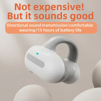 Безжични слушалки Bluetooth 5.3 слушалки TWS с костна проводимост, лека с удобна слушалка, спортни слушалки на ухото на куката с микрофон